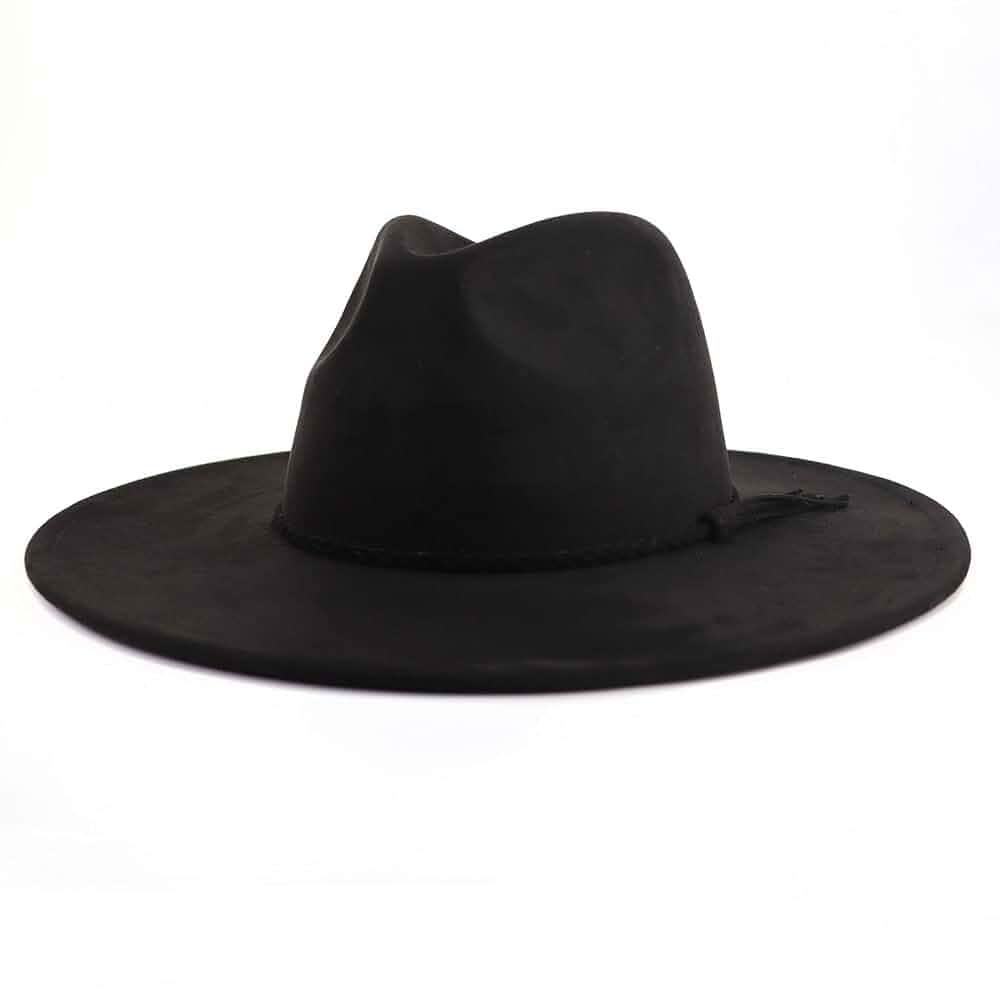 LIDHAY Big Wide Brim Fedora Hats for Women Men Western Suede Hat Large Felt Panama Hat Rancher Hat