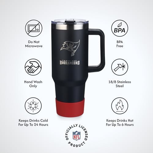 Image of The Memory Company Officially Licensed NFL - Tampa Bay Buccaneers 46oz Game Day Tumbler with Laser Engraved Team Logo