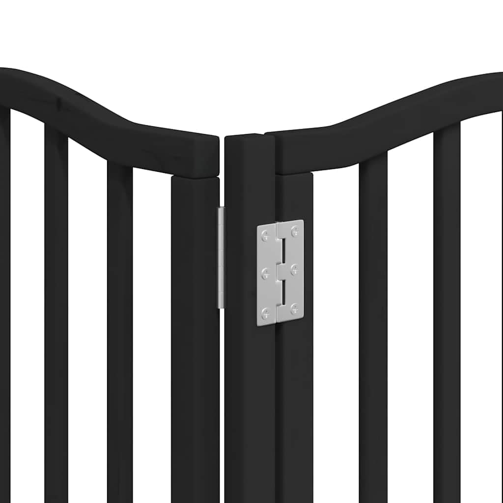 12-TLG. Puerta plegable para perros de madera de álamo, color negro, 600 cm, con puerta, independiente, para jardín, terraza, patio, exterior, protección segura para cachorros y perros en el
