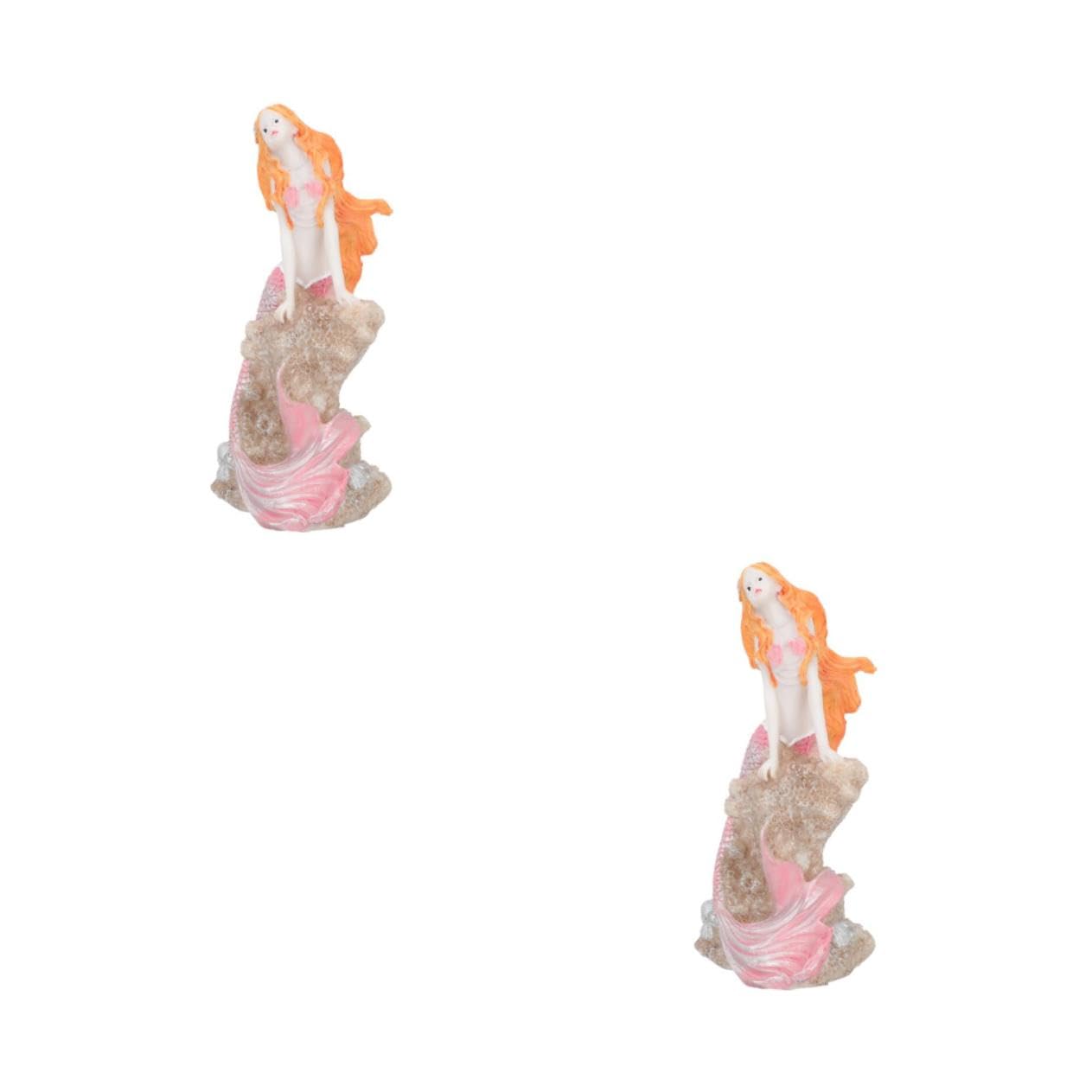 Cabilock 2 Pezzi paesaggio del serbatoio di pesce arredamento ornamento sirena in resina per acquario decorazioni artigianali in resina fornitura acquario sirena paesaggistica acquario rosa