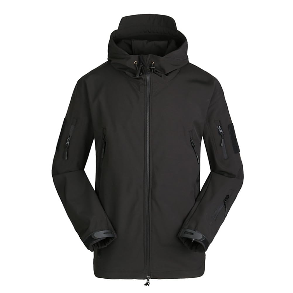 GUOCU Chaqueta Softshell de Camuflaje Hombre Otoño Invierno Ejército al aire libre Militar Táctico Chaqueta con Capucha y Bolsillos con Cremallera Abrigo de Caza para Trabajo Pesca Caza Escalada