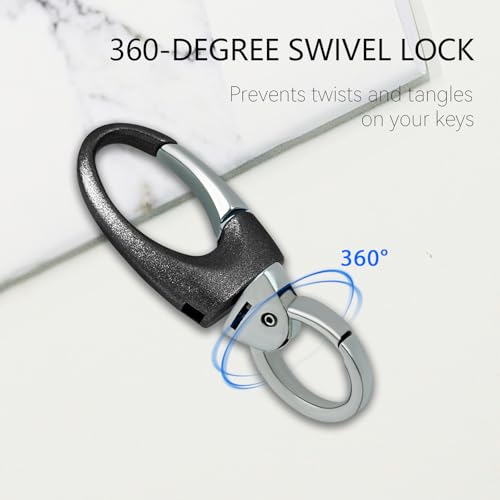 Image of Heavy Duty Keychain with Quick Release Double Carabiner Clip, Key Rings, D Ring, Car Key Holder for Belt Loop