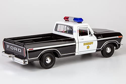 Motormax All Star Toys Exclusive 1979 Ford F-150 Sheriff Pickup Classic F150 Police Pick Up Truck 1:24 Diecast Collectible Model Car Black 76986 (Sheriff) #TOP3