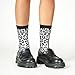 GVYGVY Girls Boys Socks - Comfy White Black Leopard Fashion Print Crew Socks for Kids, Running Socks for 6-10 Years Old