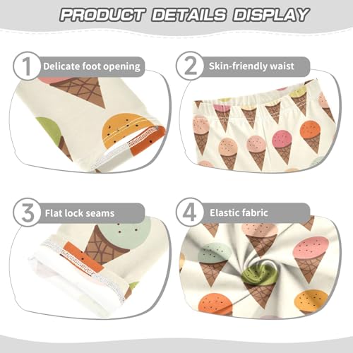 Cute Multicolor Ice Cream Girls Leggings Soft Stretch Workout Yoga Dance Pants for Kids Casual Tights3