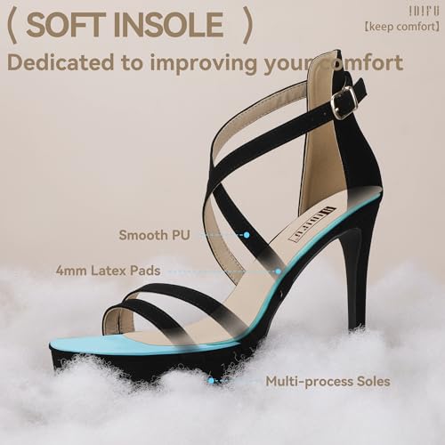 IDIFU IN4 Platform High Heels for Women Strappy Heeled Sandals Square Toe Heels Stiletto Heels Women's Wedding Party Bridal Sexy Dress Shoes Open Toe Heels4