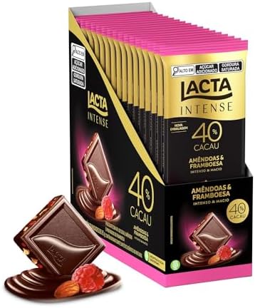Chocolate Lacta Intense Meio Amargo 40% Cacau Amêndoas E Framboes...