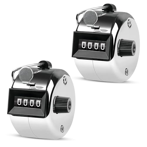 Image of GLUN Tally Counter, 4-Digit Metal Hand Finger Counter for Counting, Knitting, Coaching Golf, Lap, Fishing (Pack of 2)