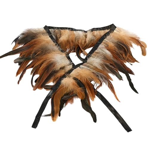 Natural Rooster Feather Trim Length 90cm 5-7inch Width Shawl Cape Feathers Sewing Fringe Trim for DIY Sewing Crafts, Feather Dress Cape Shawl, Wings, Halloween Costumes Decoration
