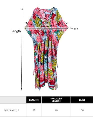 Image of Moss Rose Kaftan Dresses for Women V Neck Summer Swimsuit Cover up Caftan Maxi Beach Dresses