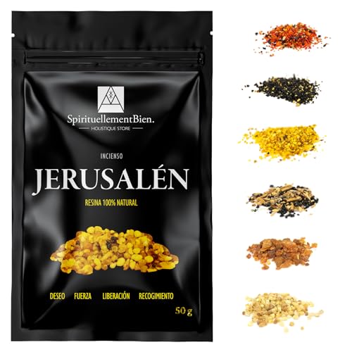 Incienso Religioso Litúrgico – Resina Eritrea en Granos Sagrada – Fumigación y Oraciones Sagradas, Intenciones Divinas - Wicca - Alternativa Incienso en Barra-Cono (Jerusalén, 50 gr)