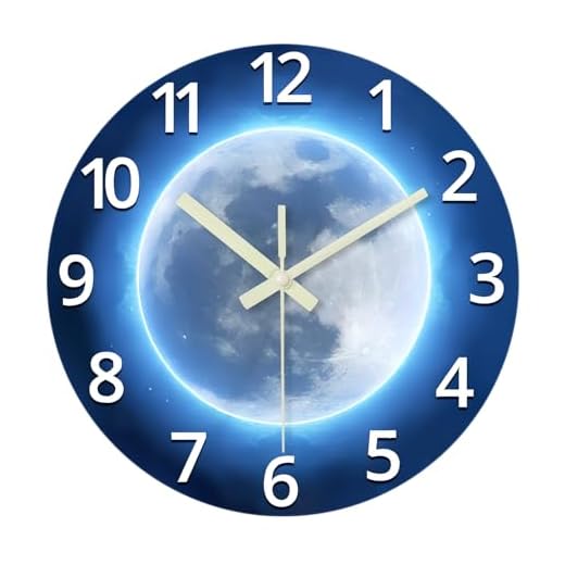 Analog Glow in The Dark Wall Clock Battery Operated 12 Inch Blue Light Up Clock for Wall Silent Wall Clock for Kids Bedroom