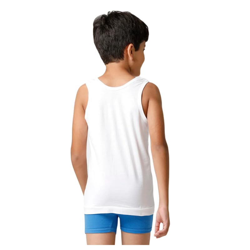 Image of INNERO Kids Vest, Combed Cotton Sleeveless Vest For Boys & Girls Innerwear (White)