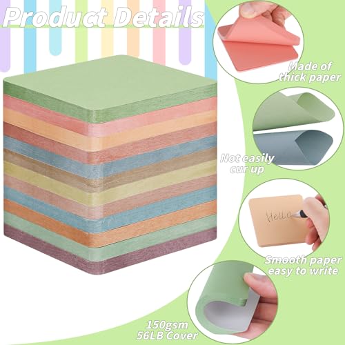Image of 60 Pack Vintage Sticky Notes 3x3 Inch 12 Retro Colors Memo Pads Bulk