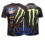 Camiseta Hombres Manga Corta Mónster Energy (FR/ES, Letras, L, Regular, Regular, Negro)