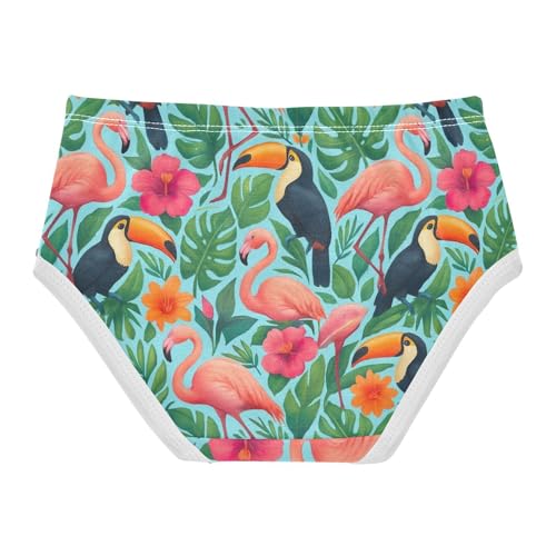 Pink Flamingos Toucan Plants Cute Panties Girl Girls Underwear Toddlers Cotton Florals Briefs Undies Kids 2t2
