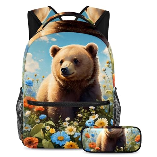 Sac à dos ours et fleur idéal pour le voyage des adolescents et les sorties scolaires