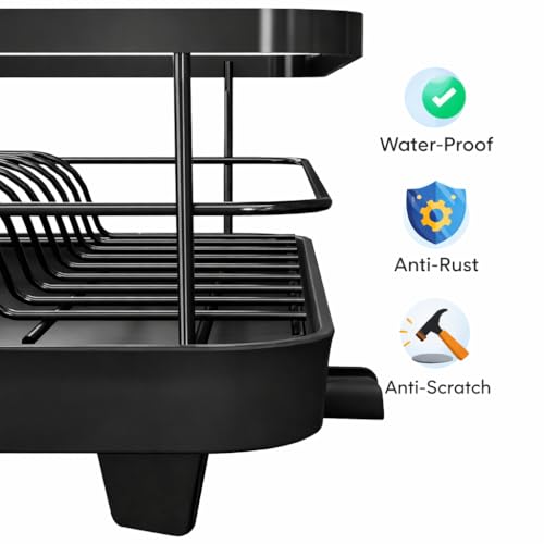 Image of RADIANT Basket Drainer & Dish Drainer Basket for Kitchen /Utensil Stand for Kitchen /Dish Drying Rack with Drainer /Bartan Stand /Dish Rack (Black 360)