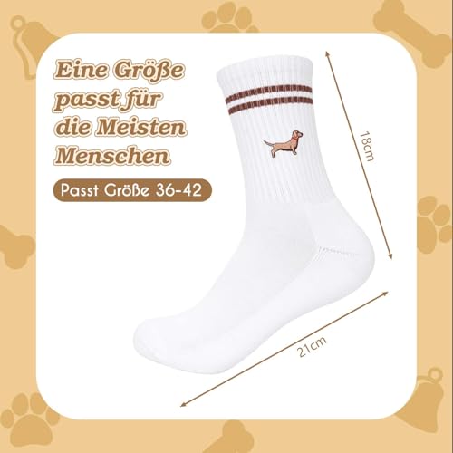 YANSYUN Dackel Socken Geschenk für Hundebesitzer Bestickte Dackel Crew-Socken 36-42 Tennissocken Sportsocken Hunde Motive Sneakersocken Hundesocken Lustige Dog Geschenkideen für Hundeliebhaber