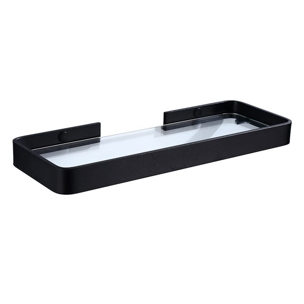 Étagère de salle de bain noire en aluminium pour stopper le bazar