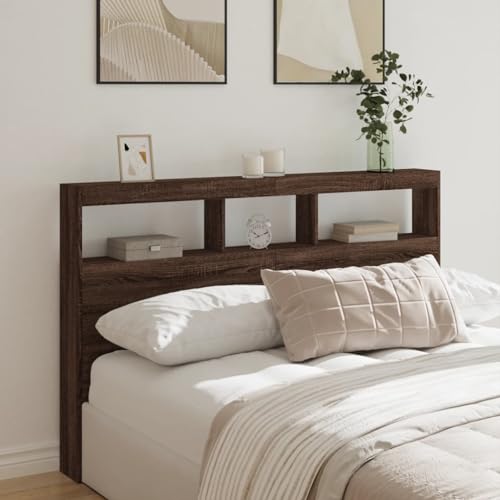 Emmtore Cabecero de Cama con luz LED marrón