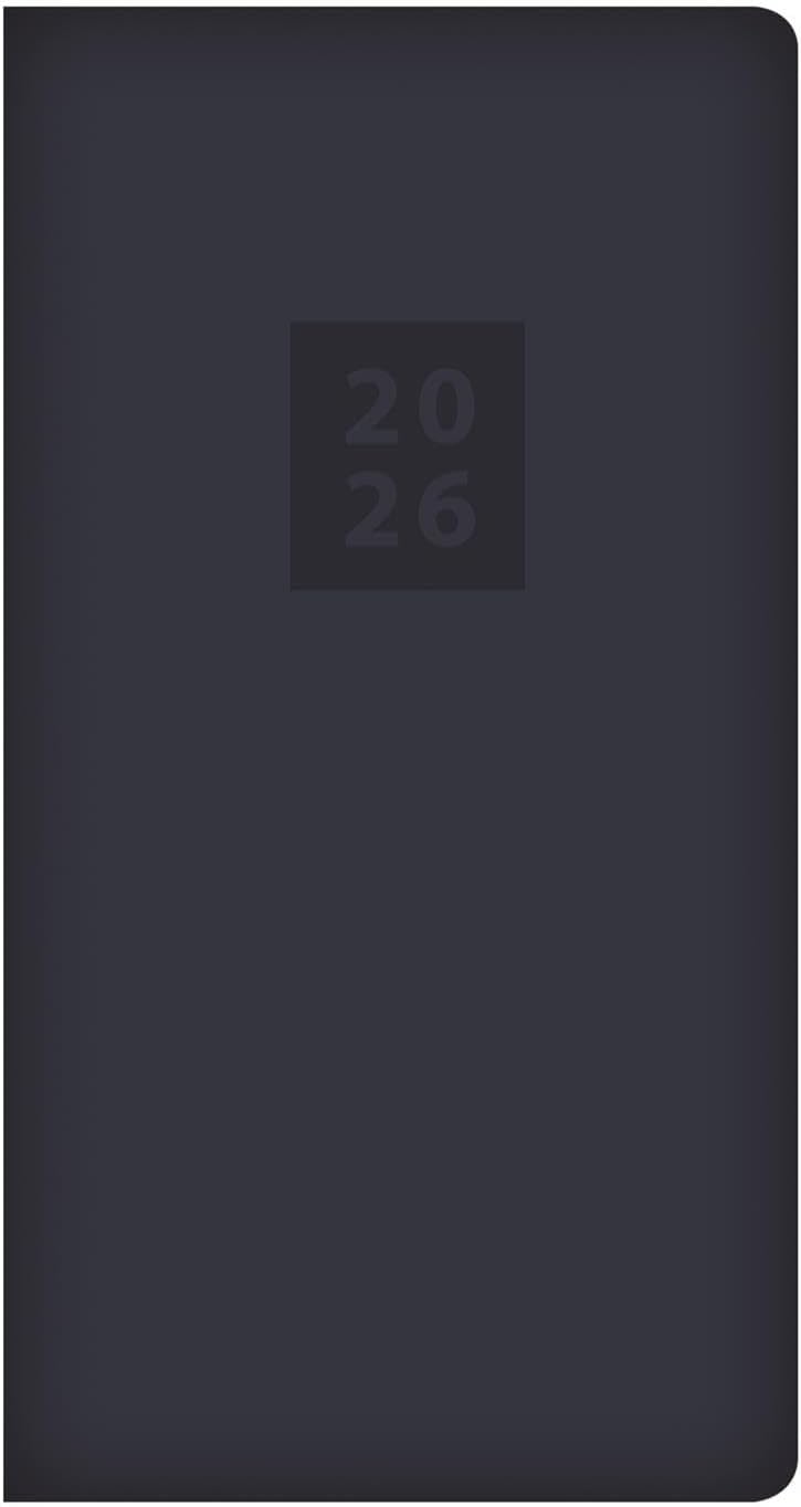 2026 Slim Pocket Diary Week to View - Navy Embossed Soft Touch Cover Wallet Size Planner - Work� School Travel Compact Daily Organiser Notebook for Professionals