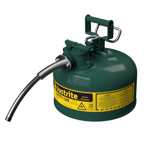 Justrite Type II Green Safety Can for Oil, Galvanized Steel, FM Approved