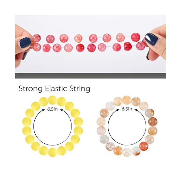 6 Pcs Lava Stone Bead Bracelet, Natural Gemstone Stretchy Bracelets- Aromatherapy Essential Oil Diffuser Healing Chakras Agate Crystal Elastic Lucky Bracelets Gifts for Women Girls