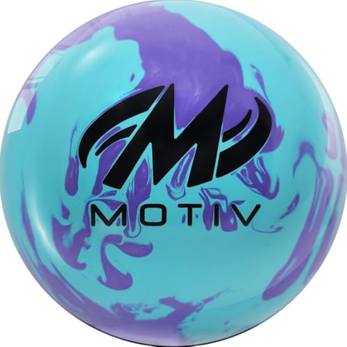 Motiv Professionally Drilled Max Thrill Hybrid Bowling Ball - Sky Blue Solid/Purple Pearl 13lbs (This Item Includes a Free Bowlerstore Rubber Shammy)