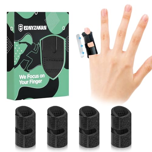 EDNYZAKRN Finger Splint for Little Fingers, 4 Pack, Support Brace for Trigger Finger, Arthritis, Index, Middle, Ring Fingers (Black)