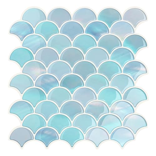 VEELIKE Iridescent Blue Fish Scale Peel and Stick