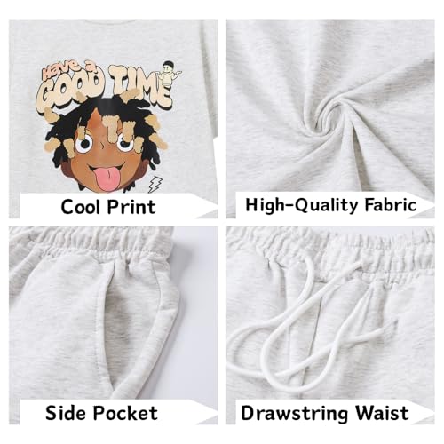 Image of Size 6-12 Years Boys Summer Outfits Set Kids Short Sleeve Top T-Shirt & Shorts Color Block Clothing Sets