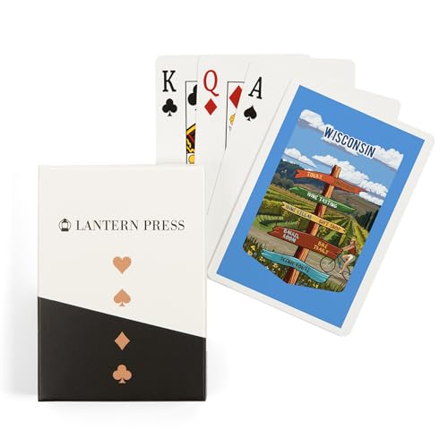Lantern Press Wisconsin, 52 naipes tamaño póker