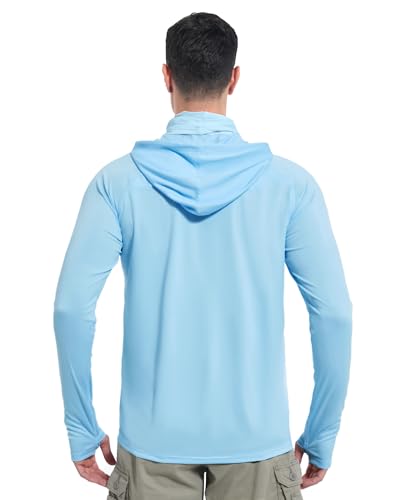 Image of isnowood Sun Shirt UPF 50+ Men's Fishing Long Sleeve UV Protection Hoodie Hiking Rash Guard Swimming Running
