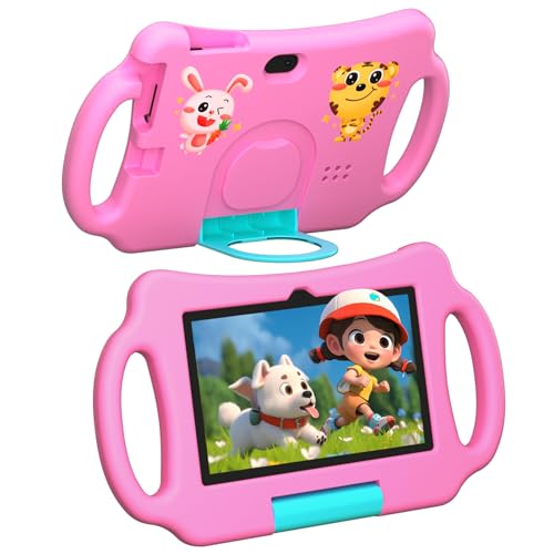 Image of Vyrolina Kids Tablet 7 Inch 4GB RAM 32GB Memory, Lightweight Shockproof Case,Long Battery Life, Parental Control, WiFi Dual Camera for Kids Ages 3-7, Nice Present Gift (Pink)