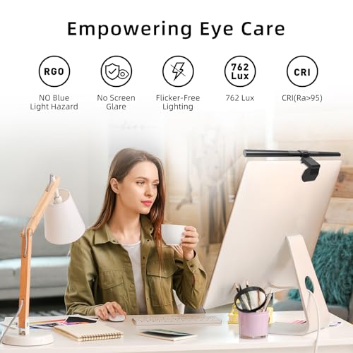 Image of Thunderobot L1 Computer Monitor Lamp, Ra95 Light for Eye Caring, Asymmetric Light Source, Ten-Level Dimming No Video Flicker Blue Light Safe E-Sports Desktop Reading Lamp