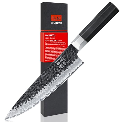 Deal: SHAN ZU Japanese Chef Knife 8 Inch, High Carbon Steel 10Cr15Mov Professional Kitchen Knife, Sharp Cooking Knife with G10 Handle Dishwasher Safe, Meat Cutting Gyuto Knife, Gifts for Women & Men