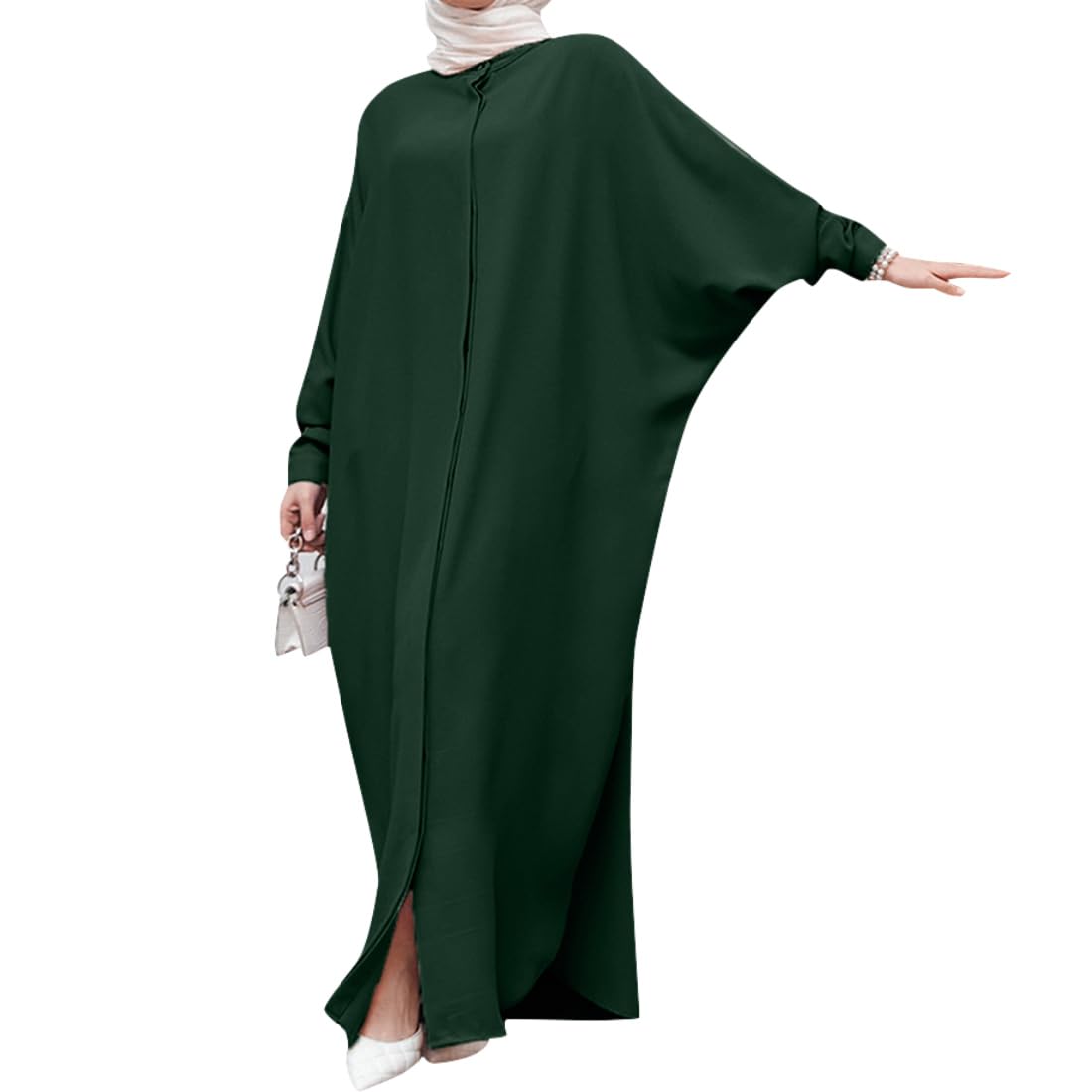 ODIZLIWomen's Ramadan Abaya Muslim Batwing Sleeve Shirt Prayer Dress Kaftan Dubai Islamic Loose Maxi Dress