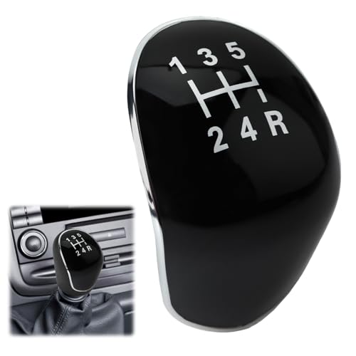 Jesiah Gear Knob Cover for Fiesta Ford Focus, 5 Speed Gear Stick Cover for C-Max S-Max Galaxy Kuga cargear Shift Knob Cap, Upgraded ABS Gear Stick Cover Head Black
