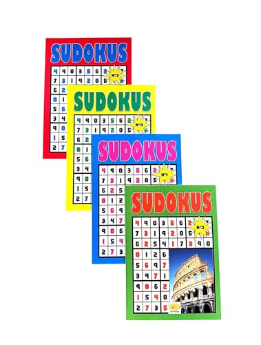 Sudokus Pack de 4 Libros 328 Pasatiempos En Español, Letra Grande En Español