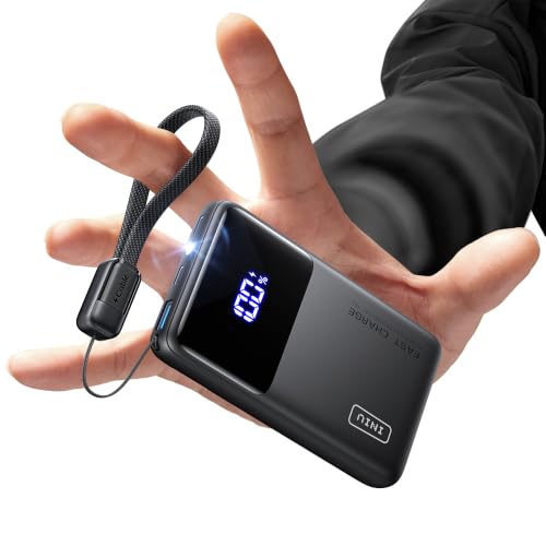 INIU Ultra Compact Power Bank, 10000mAh 45W Fast Charging Portable Charger with Detachable USB-C Cable & Stand, Flight-Safe Travel Battery Pack for iPhone 17 16 15 Pro Max Air, Samsung S26, iPad, etc