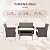 4 Pieces Patio Furniture Sets, Outdoor Wicker Conversation Sets with Soft Cushion and Glass Table, All Weather Manual Rattan Chairs for Garden, Terrace, Porch, Lawn, Poolside, Brown and Beige