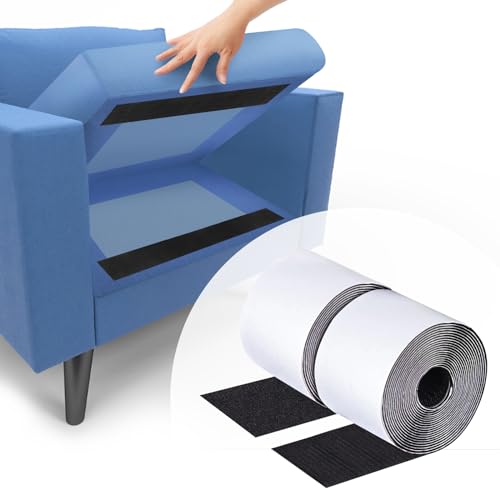 4 Inch x 18 Feet Black Hook and Loop Tape with Adhesive, Nylon Heavy Duty Hook and Loop Tape Strips, Non Slip Rug Grippers, Wall Adhesive Strips, Keep Couch Cushions from Sliding - Black