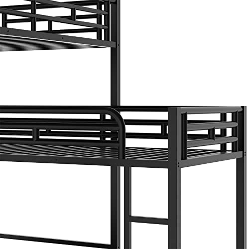 Triple Bunk Beds, L-Shaped Bunk Bed For 3 Kids Adults With 2 Built-In Ladders And Full-Length Guardrails, Space-Saving, Noise-Free Metal Triple Bunk Bed #TOP5
