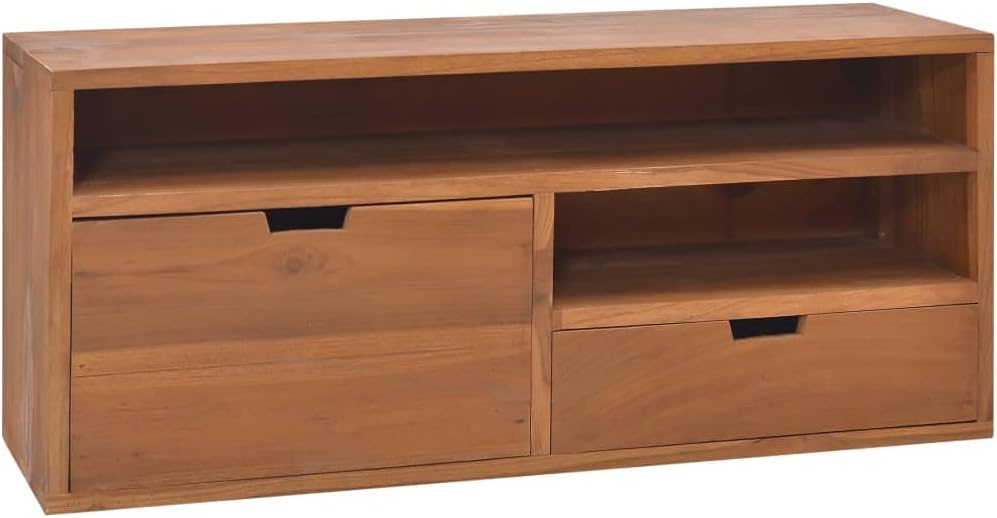 VanTook 3 Tier TV Stand for 40 inch TV, Teak Wood Console