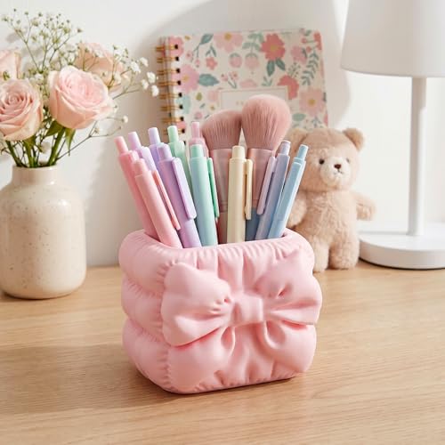 Image of Make up organizer, Pen stand for table, makeup organizer, pen holder for desk, pencil holder, office desk organizer, makeup holder for women (Bow-shaped)