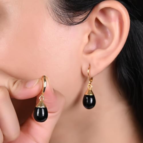 Gempires Natural Electro Plated Dew Drop Leverback Earring, 14k Yellow Gold Plated Handmade Jewelry, Boho Earrings For Women4