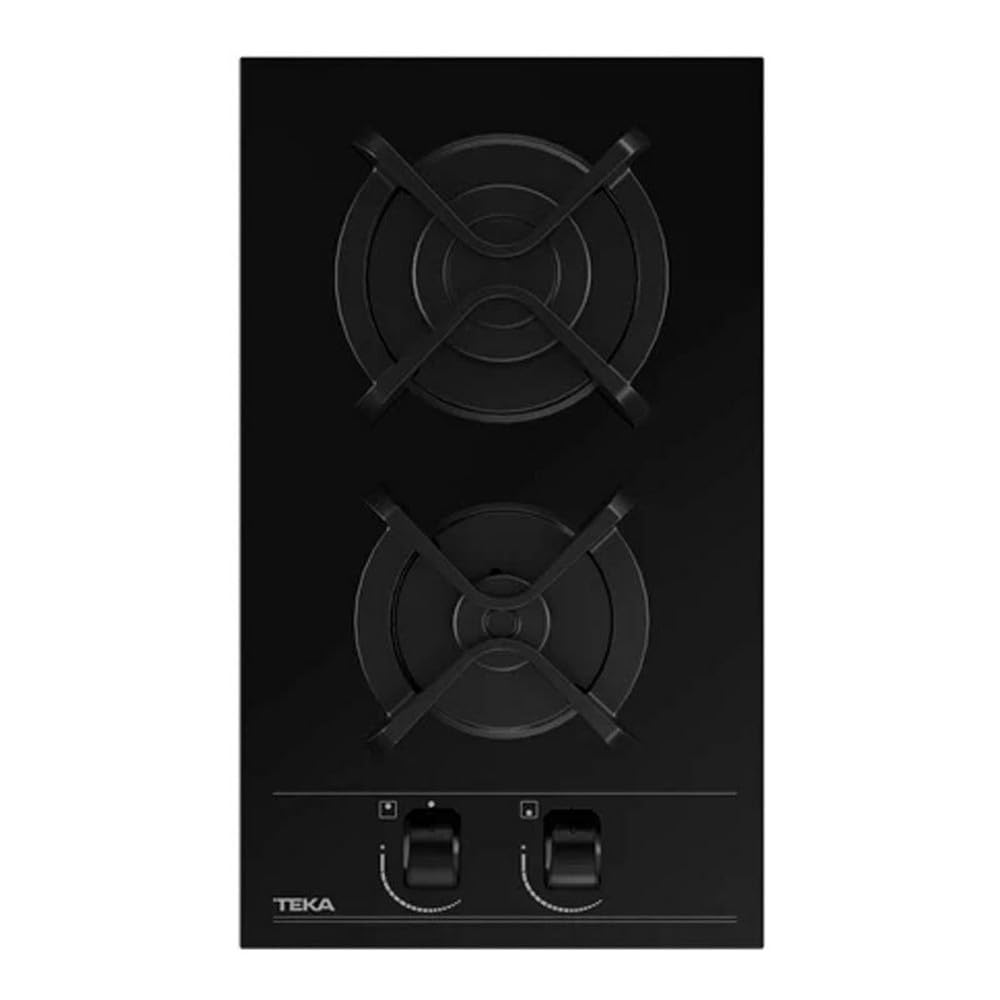TEKA Placa de Gas Cristal Gas 30 cm, 2 Quemadores, Mandos Frontales Ergonómicos, Seguridad Termopar, Sistema Fast-Click, Modelo GBC 32000 KLN