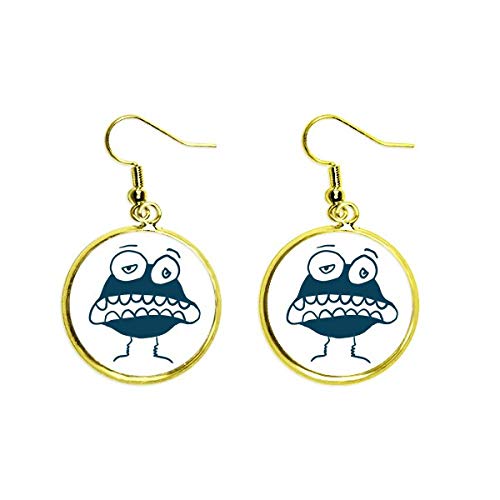 Pendientes alienígena mujer colgantes dorados estilo criatura monstruo