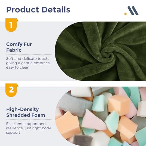 Image of MAXYOYO Bean Bag Chair, Comfy Bean Bag Sofa with Back Support, Faux Fur Bean Bag Chair for Adults and Kids, Stuffed Floor Sofa for Living Room, Bedroom, Apartment, Green